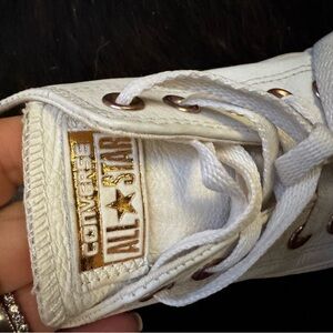 All leather Converse all stars w/ rose gold detail